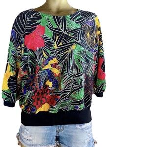 WESTERN CONNECTION Colorful Slouchy VINTAGE 90s Floral Print TOP Size Large